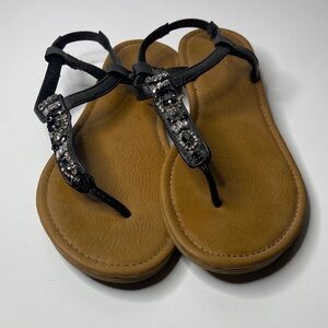 Mixit Black and Brown Embellished Sandals